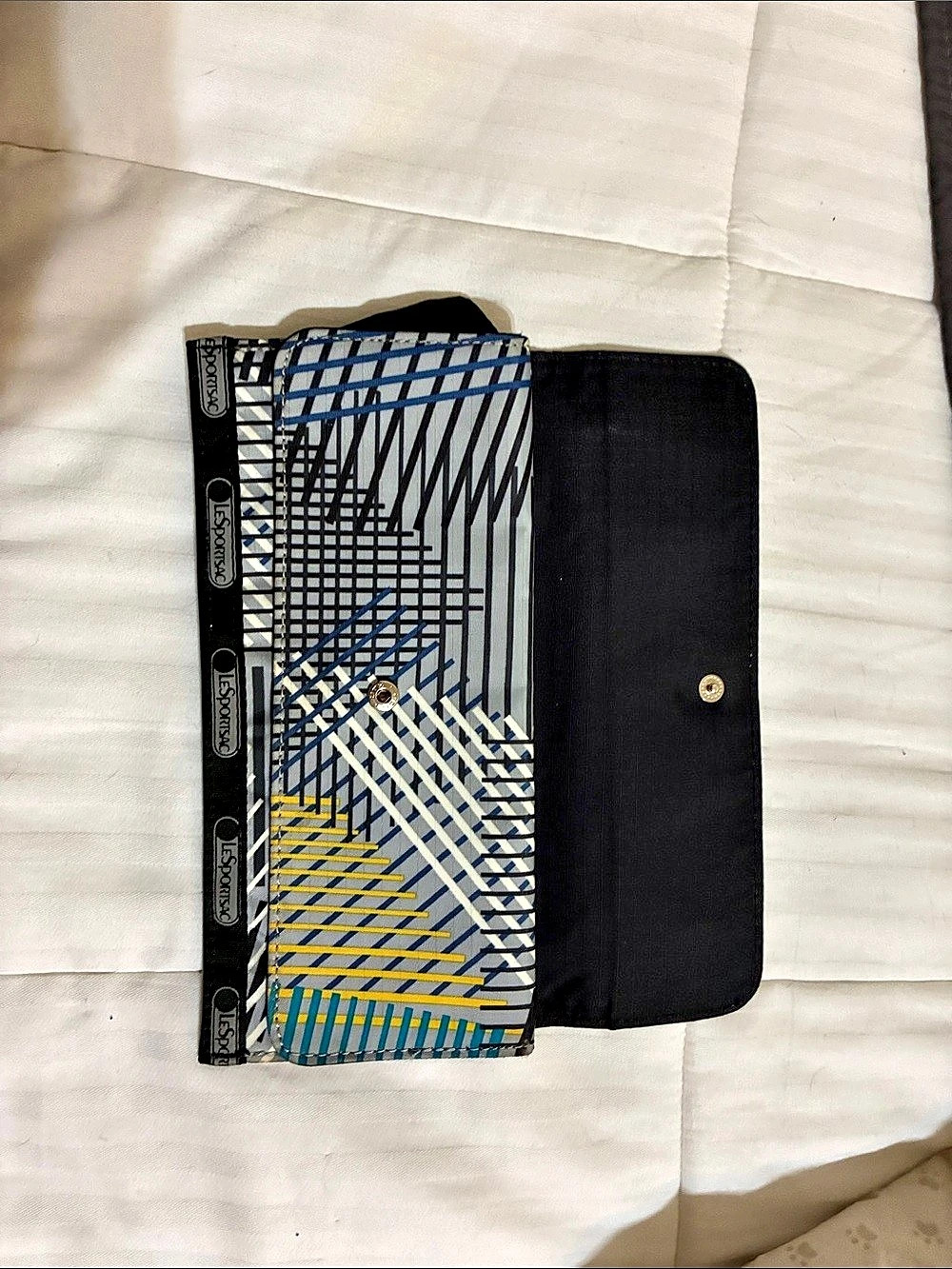 LeSportsac Geometric Cosmetic Pouch in Gray & Black